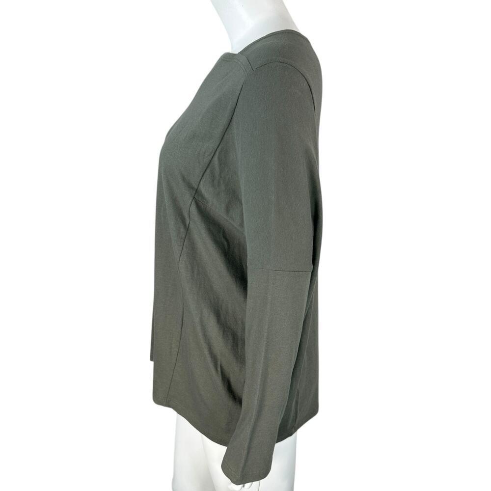 Clara Sun Woo Tunic Top Womens Sz Medium Green Knit Long Sleeve Tee Cotton Modal - Picture 3 of 8